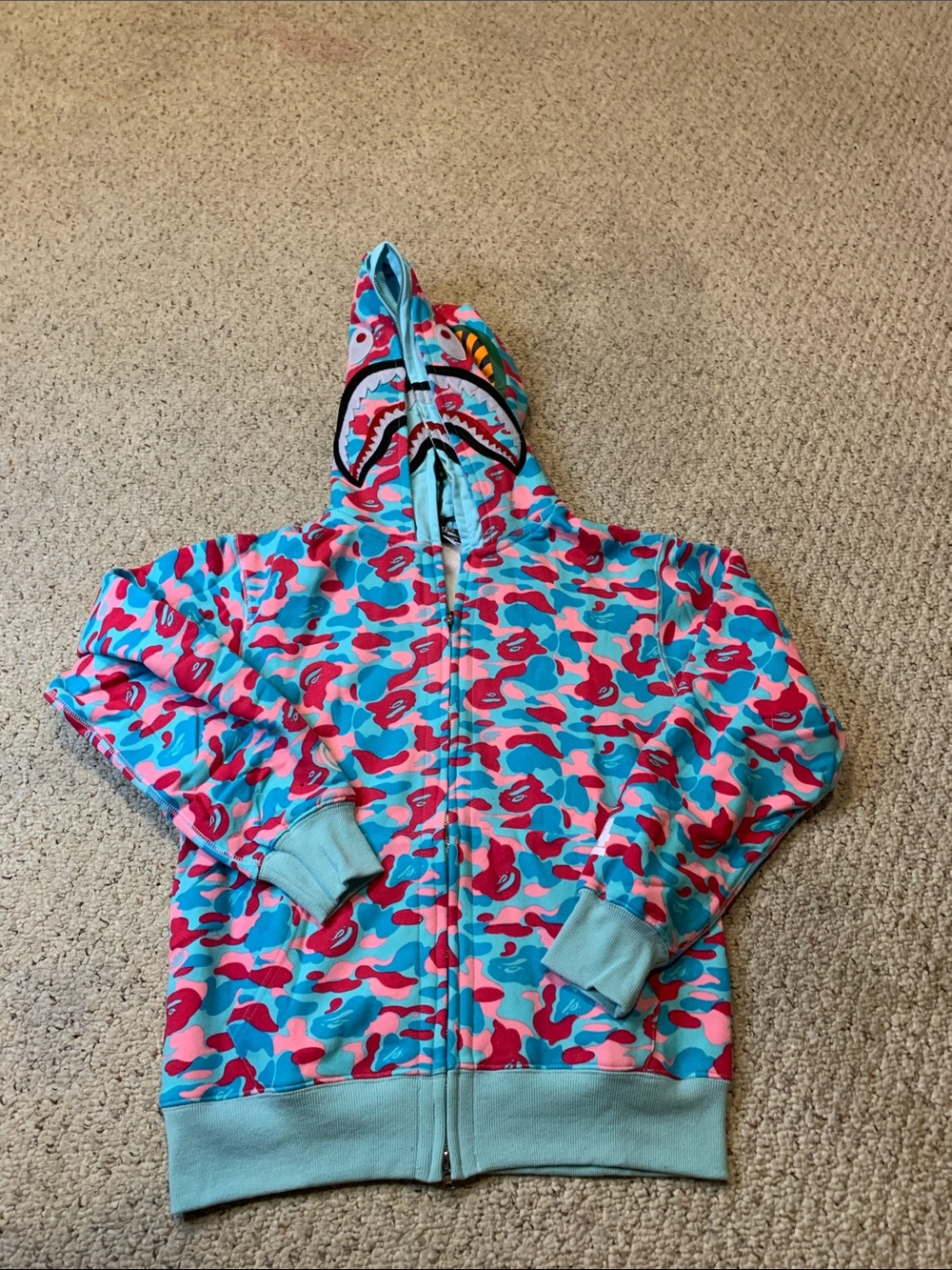 & Other Stories Pink and Blue Camouflage Zip-Up Hoodie